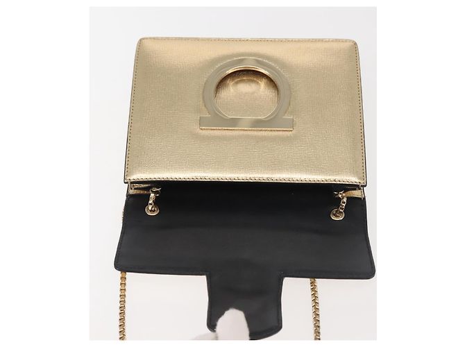 Borsa a spalla in pelle Gancini Chain di Salvatore Ferragamo, oro, Auth 142823 - vista 15