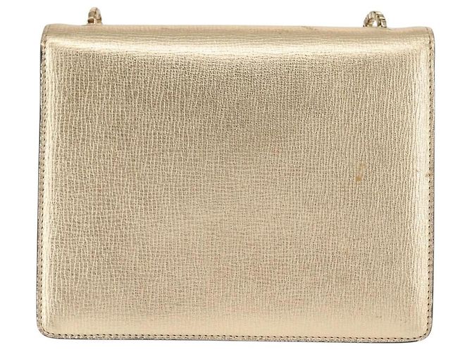 Borsa a spalla in pelle Gancini Chain di Salvatore Ferragamo, oro, Auth 142823 - vista 3