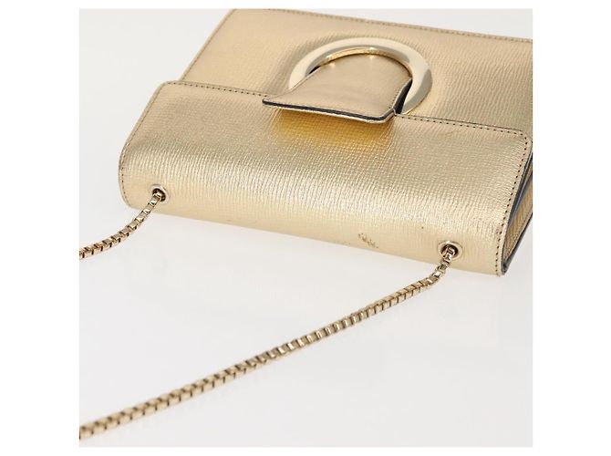 Borsa a spalla in pelle Gancini Chain di Salvatore Ferragamo, oro, Auth 142823 - vista 7