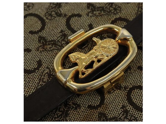Céline Borsa a Spalla Celine C Sulky in Tela Marrone Oro Auth 141070 D'oro - vista 17