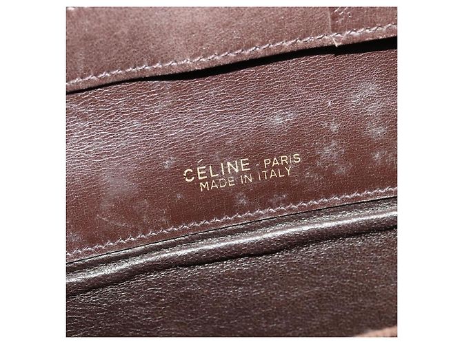 Céline Borsa a Spalla Celine C Sulky in Tela Marrone Oro Auth 141070 D'oro - vista 18