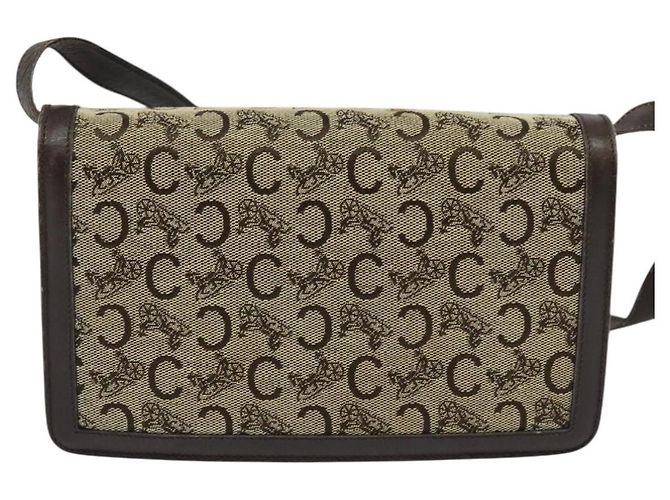 Céline Borsa a Spalla Celine C Sulky in Tela Marrone Oro Auth 141070 D'oro - vista 2