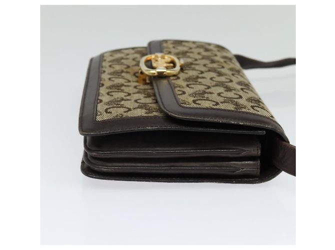 Céline Borsa a Spalla Celine C Sulky in Tela Marrone Oro Auth 141070 D'oro - vista 4