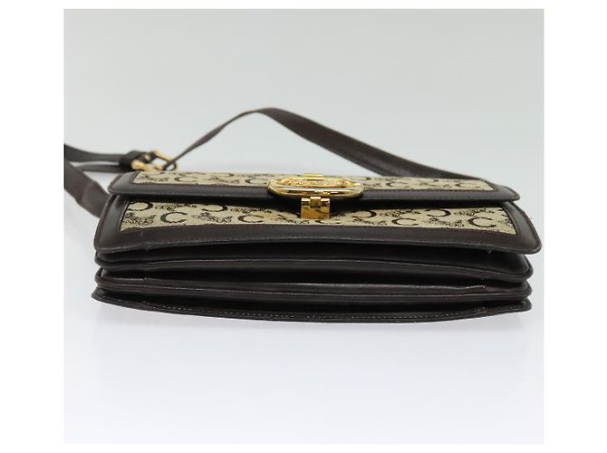 Céline Borsa a Spalla Celine C Sulky in Tela Marrone Oro Auth 141070 D'oro - vista 5