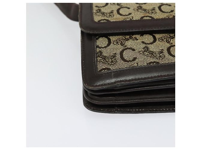 Céline Borsa a Spalla Celine C Sulky in Tela Marrone Oro Auth 141070 D'oro - vista 9