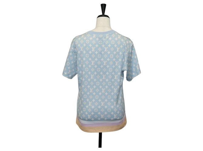 Camiseta de manga corta Monogram LOUIS VUITTON de algodón azul claro LV Auth 136319M - vista 2