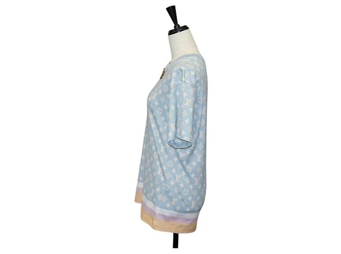 Camiseta de manga corta Monogram LOUIS VUITTON de algodón azul claro LV Auth 136319M - vista 3