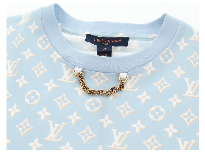 Camiseta de manga corta Monogram LOUIS VUITTON de algodón azul claro LV Auth 136319M - vista 5