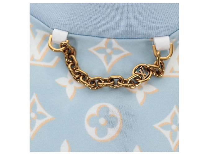 Camiseta de manga corta Monogram LOUIS VUITTON de algodón azul claro LV Auth 136319M - vista 7