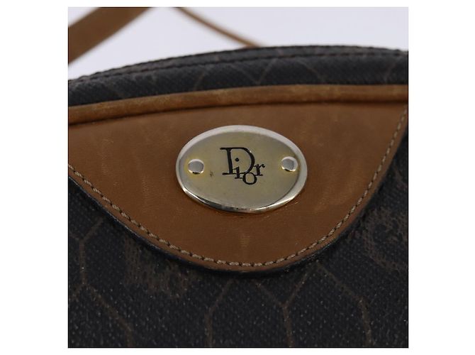 Sac à bandoulière en toile nid d'abeille PVC noir et or Auth BA5741 Christian Dior Doré - vue 10