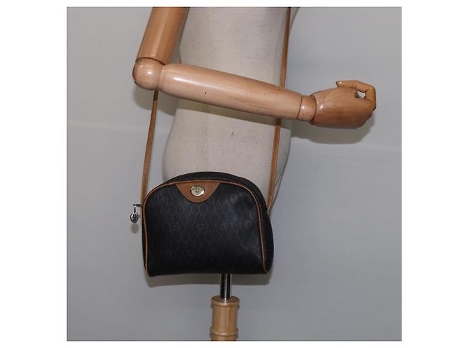 Sac à bandoulière en toile nid d'abeille PVC noir et or Auth BA5741 Christian Dior Doré - vue 19