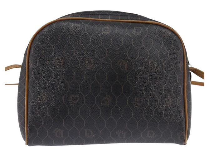 Sac à bandoulière en toile nid d'abeille PVC noir et or Auth BA5741 Christian Dior Doré - vue 2