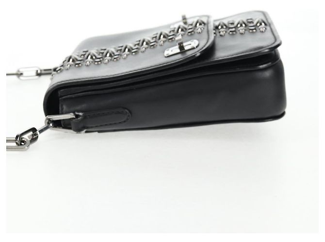 Miu Miu Ketten-Schultertasche aus Leder Schwarz Silber Auth 138395V - Ansicht 3