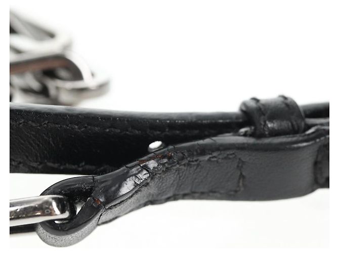Miu Miu Ketten-Schultertasche aus Leder Schwarz Silber Auth 138395V - Ansicht 7
