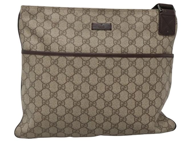 Gucci Borsa a Spalla GG Supreme in PVC Pelle Beige Argento 141198 Auth 141944 - vista 13