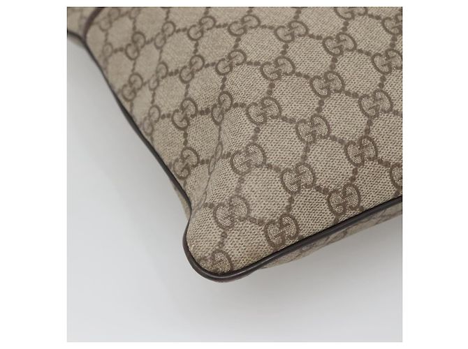 Gucci Borsa a Spalla GG Supreme in PVC Pelle Beige Argento 141198 Auth 141944 - vista 14