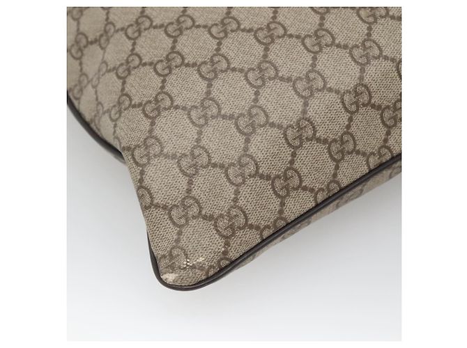 Gucci Borsa a Spalla GG Supreme in PVC Pelle Beige Argento 141198 Auth 141944 - vista 16