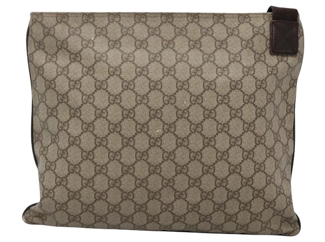 Gucci Borsa a Spalla GG Supreme in PVC Pelle Beige Argento 141198 Auth 141944 - vista 2