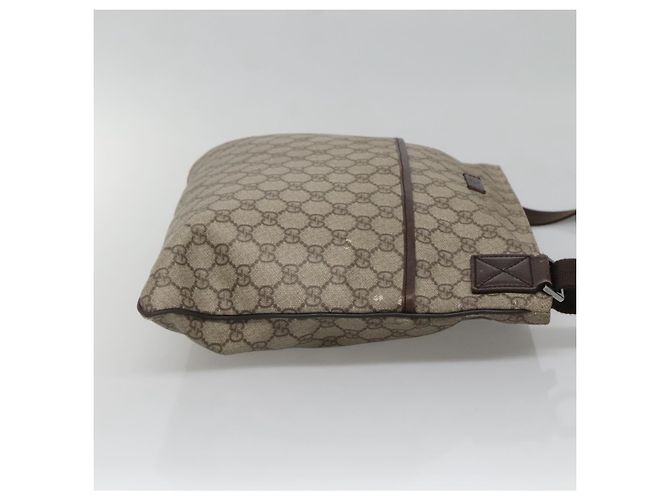 Gucci Borsa a Spalla GG Supreme in PVC Pelle Beige Argento 141198 Auth 141944 - vista 3
