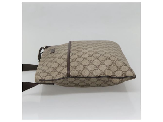 Gucci Borsa a Spalla GG Supreme in PVC Pelle Beige Argento 141198 Auth 141944 - vista 4