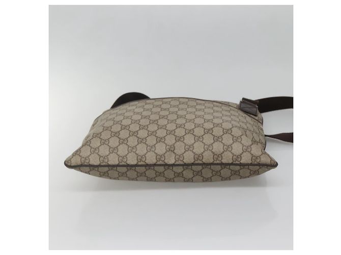 Gucci Borsa a Spalla GG Supreme in PVC Pelle Beige Argento 141198 Auth 141944 - vista 5