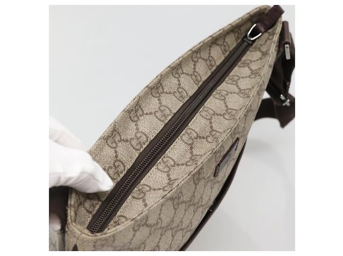 Gucci Borsa a Spalla GG Supreme in PVC Pelle Beige Argento 141198 Auth 141944 - vista 6