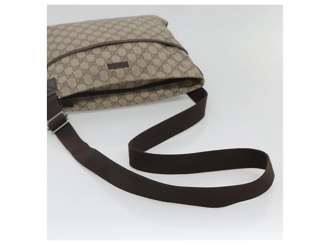 Gucci Borsa a Spalla GG Supreme in PVC Pelle Beige Argento 141198 Auth 141944 - vista 7