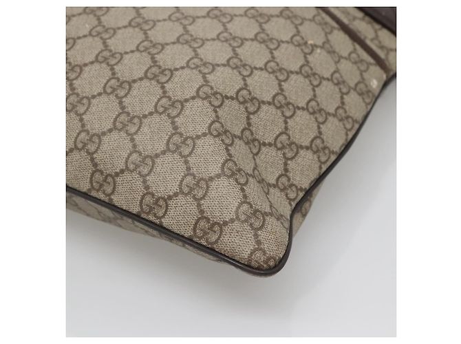 Gucci Borsa a Spalla GG Supreme in PVC Pelle Beige Argento 141198 Auth 141944 - vista 9