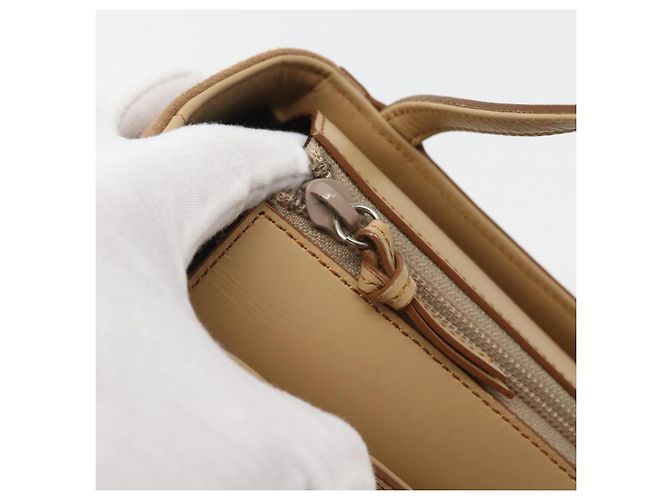Burberry Bolso de mano de cuero beige plateado Auth BA5720 - vista 10
