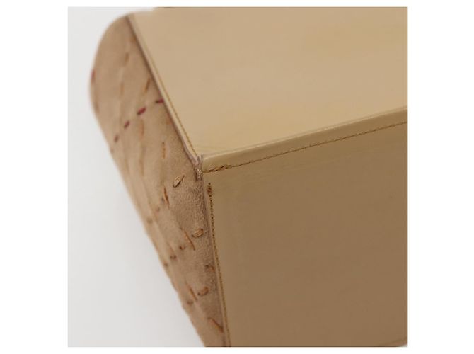 Burberry Bolso de mano de cuero beige plateado Auth BA5720 - vista 14