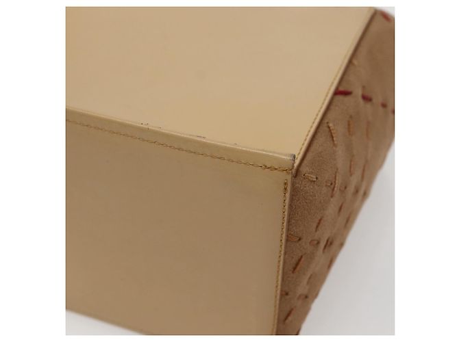 Burberry Bolso de mano de cuero beige plateado Auth BA5720 - vista 15