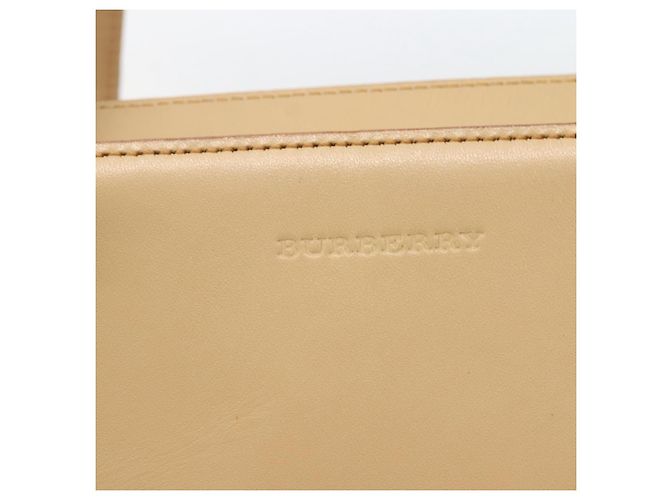 Burberry Bolso de mano de cuero beige plateado Auth BA5720 - vista 17