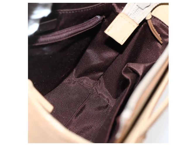Burberry Bolso de mano de cuero beige plateado Auth BA5720 - vista 18