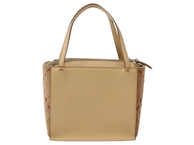 Burberry Bolso de mano de cuero beige plateado Auth BA5720 - vista 2