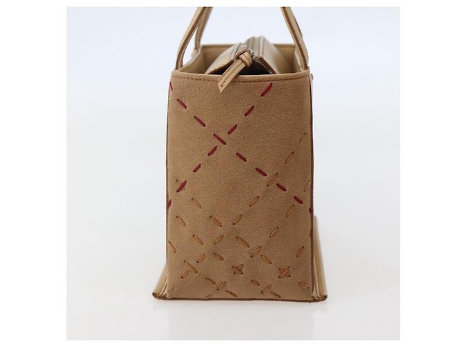Burberry Bolso de mano de cuero beige plateado Auth BA5720 - vista 3