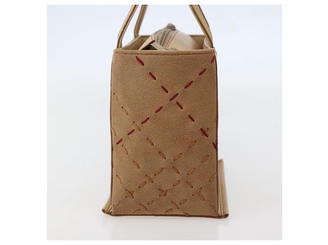 Burberry Bolso de mano de cuero beige plateado Auth BA5720 - vista 4