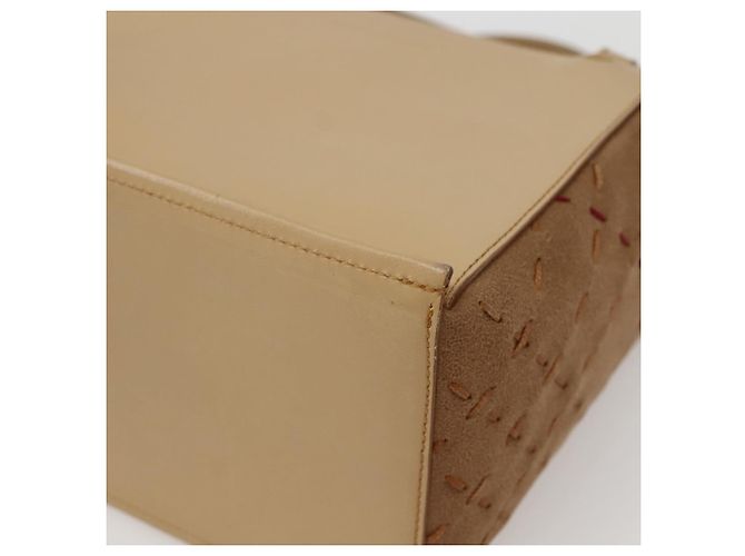Burberry Bolso de mano de cuero beige plateado Auth BA5720 - vista 9