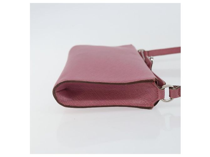 Pochette a spalla in pelle Gancini Salvatore Ferragamo Rosa Argento Auth bs29685 - vista 4