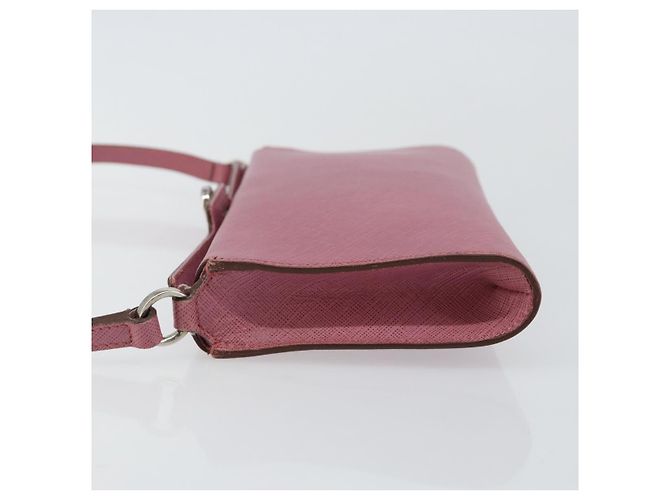 Pochette a spalla in pelle Gancini Salvatore Ferragamo Rosa Argento Auth bs29685 - vista 5
