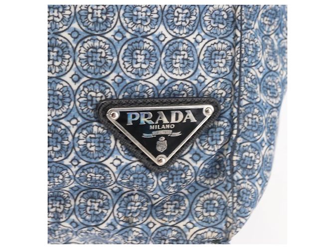 PRADA Tote Bag aus Nylon Blau Silber authentisch hk3057 - Ansicht 14