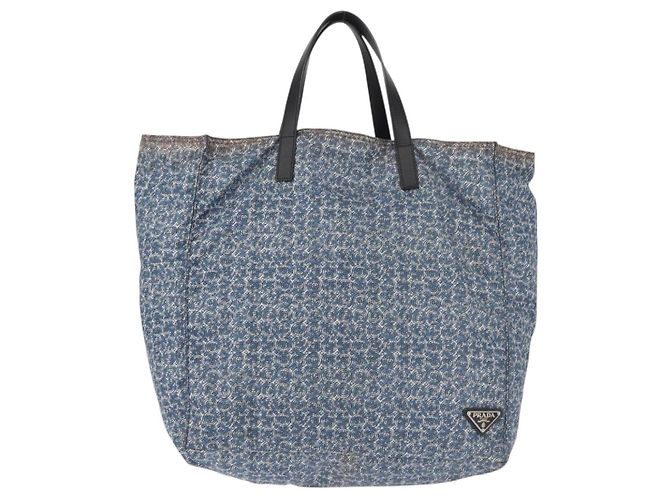 PRADA Tote Bag aus Nylon Blau Silber authentisch hk3057 - Ansicht 2