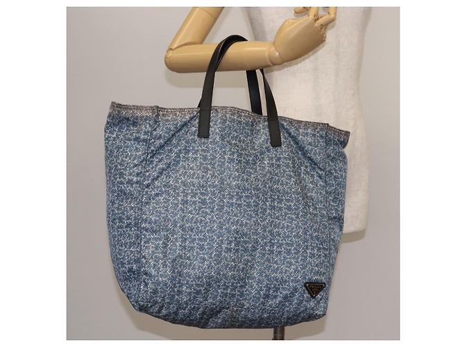 PRADA Tote Bag aus Nylon Blau Silber authentisch hk3057 - Ansicht 21