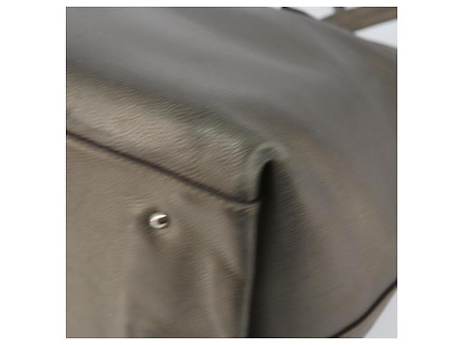 Bolsa Tote Gancini de couro bege e prata da Salvatore Ferragamo Auth hk2986 - vista 12