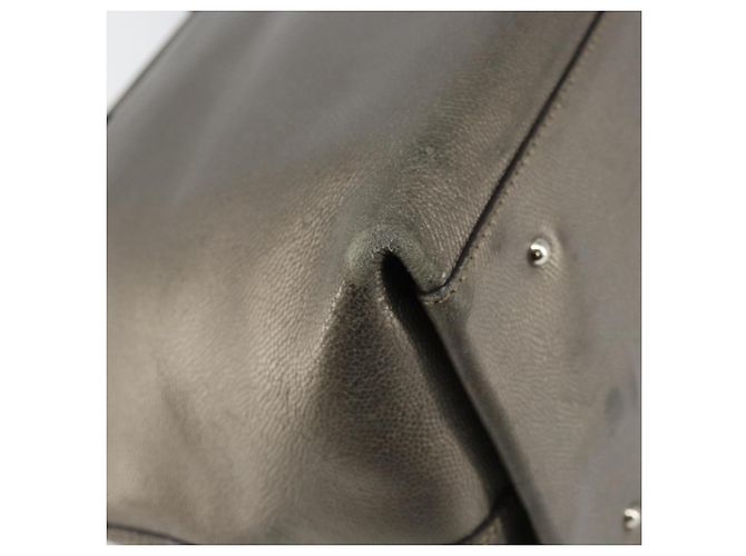 Bolsa Tote Gancini de couro bege e prata da Salvatore Ferragamo Auth hk2986 - vista 13