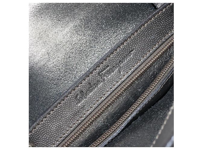 Bolsa Tote Gancini de couro bege e prata da Salvatore Ferragamo Auth hk2986 - vista 16