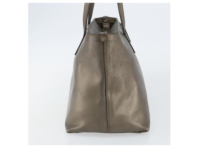 Bolsa Tote Gancini de couro bege e prata da Salvatore Ferragamo Auth hk2986 - vista 4