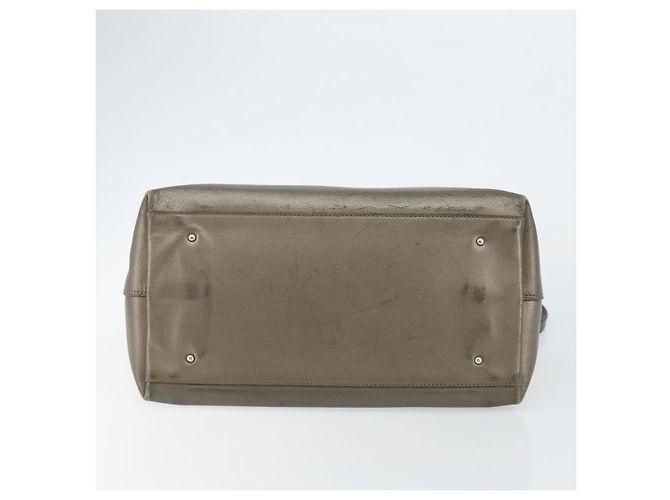 Bolsa Tote Gancini de couro bege e prata da Salvatore Ferragamo Auth hk2986 - vista 9