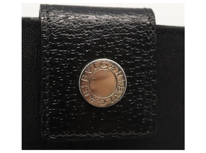 Bulgari Billetera Bifold BVLGARI Logo Mania de lona negra Auth am9073 - vista 12