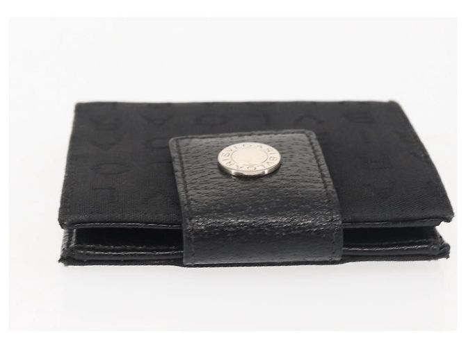 Bulgari Billetera Bifold BVLGARI Logo Mania de lona negra Auth am9073 - vista 6