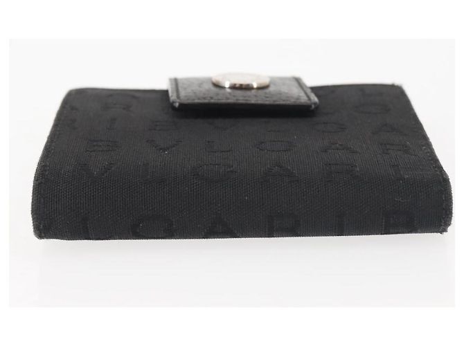 Bulgari Billetera Bifold BVLGARI Logo Mania de lona negra Auth am9073 - vista 7